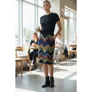 Jealous Tomato's Women's Bodycon Boho Chevron Colorful Knee Length Skirt Knit